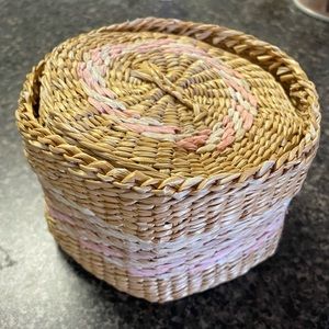 Vintage rattan nesting boxes
